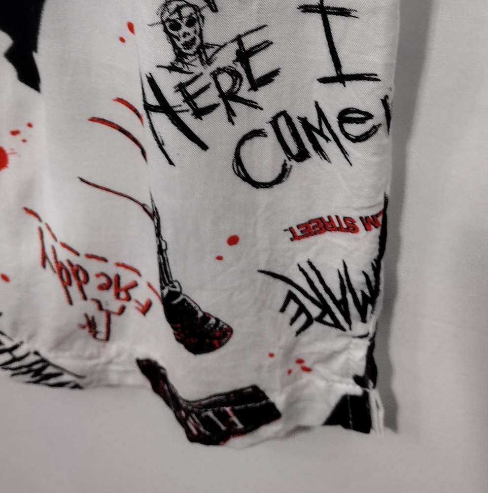 A Nightmare On Elm Street Graphic Horror Button Shirt Mens M White Halloween - Picture 5 of 8